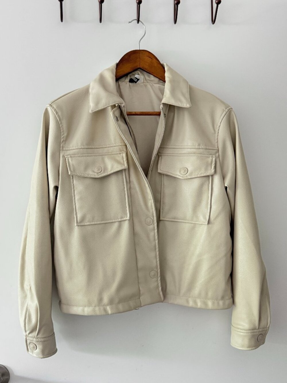 H&M Cream Faux Leather Jacket Size XS